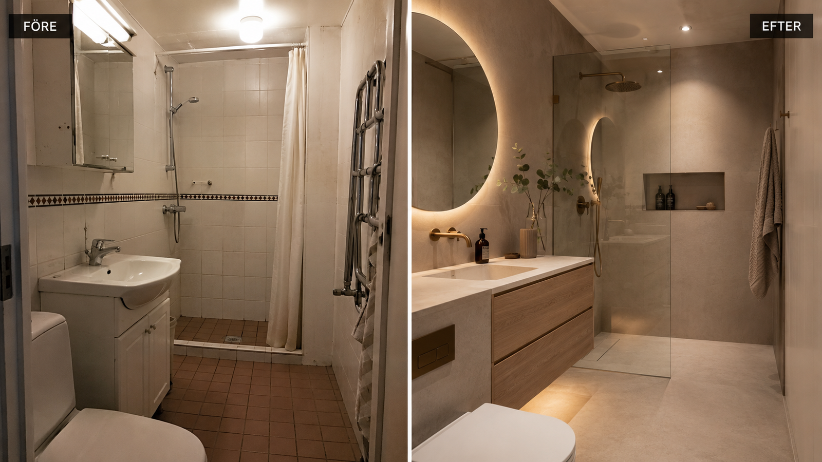 Before and after bathroom renovation