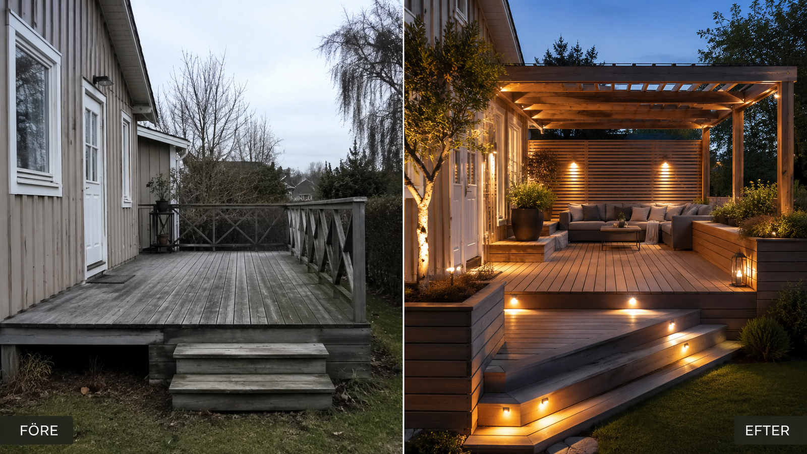 Deck renovation before and after