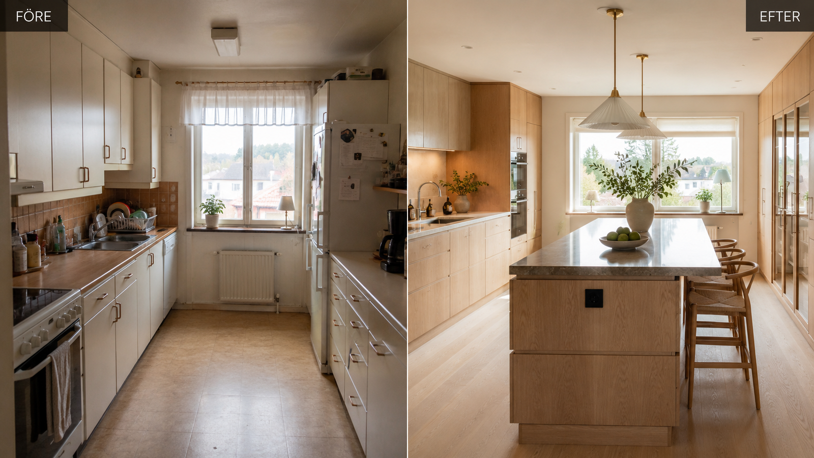 Kitchen renovation before and after